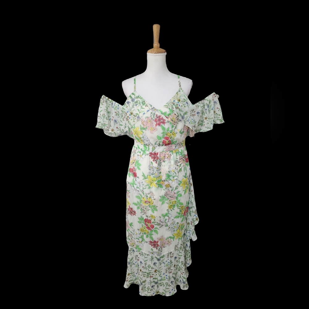 NANETTE LEPORE BELLA DONNA DRESS WOMENS SIZE 10 FLORAL MARSHMALLOW PRINT MAXI